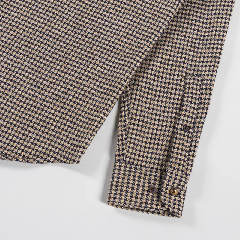 Portuguese Flannel Abstract Pied Poule Shirt Navy-7