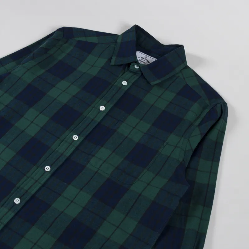 Portuguese Flannel Bonfim Shirt Green Navy-2