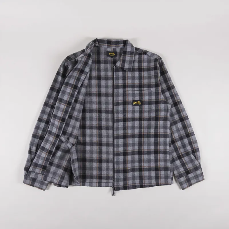 Stan Ray Zip Shirt Charcoal Plaid-1