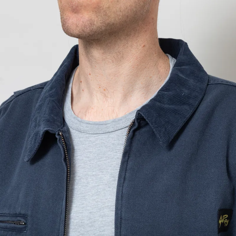 Stan Ray Roughneck Collared Bomber Jacket Washed Navy-5