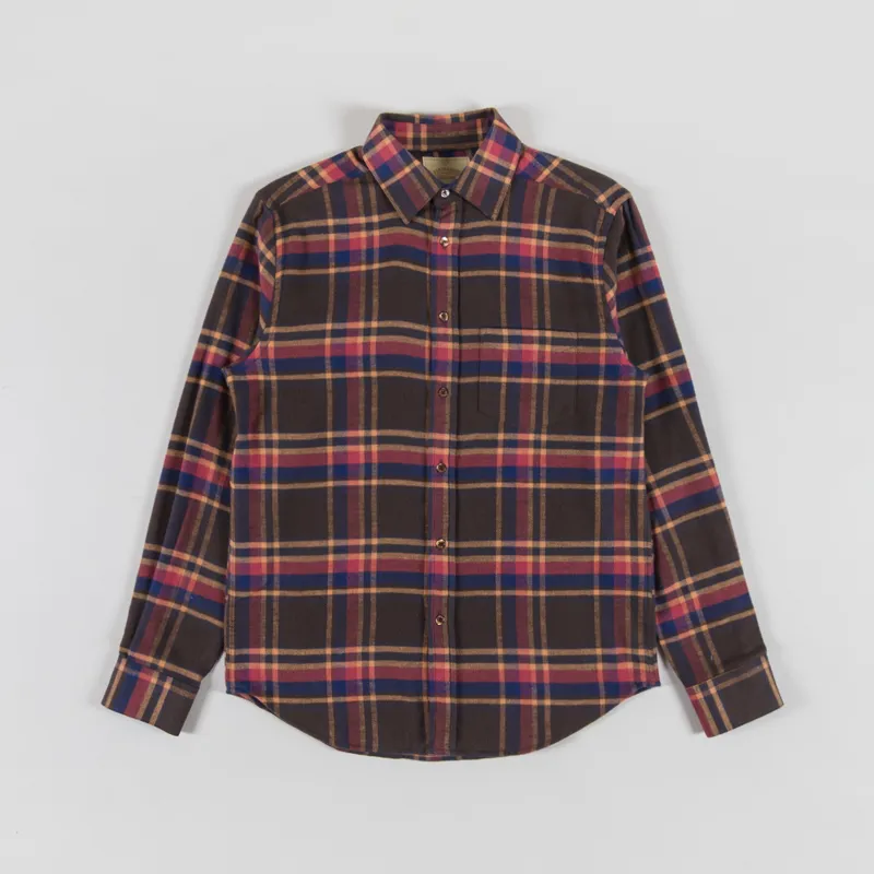 Portuguese Flannel Castor Shirt Brown Yellow Bordeaux Blue