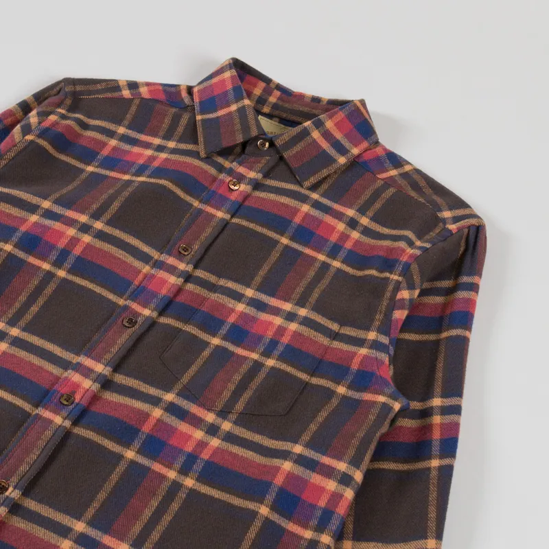 Portuguese Flannel Castor Shirt Brown Yellow Bordeaux Blue-2