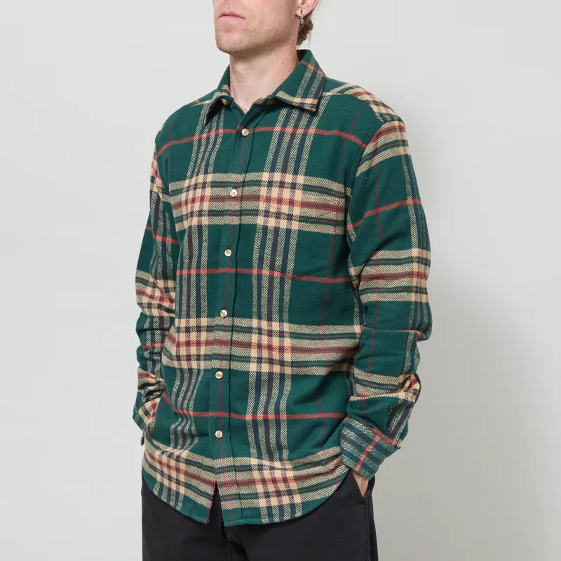 Portuguese Flannel Cervo Shirt Green Ecru-1