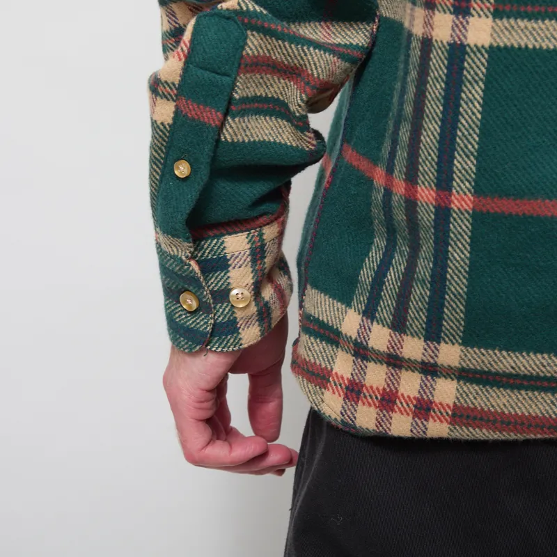 Portuguese Flannel Cervo Shirt Green Ecru-7