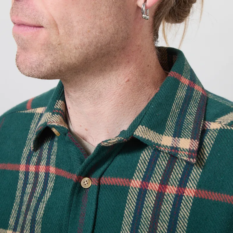 Portuguese Flannel Cervo Shirt Green Ecru-3