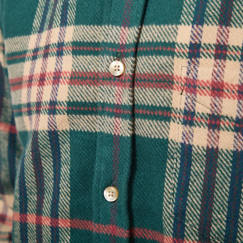 Portuguese Flannel Cervo Shirt Green Ecru-5