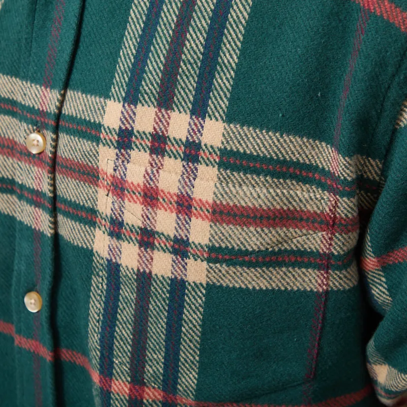 Portuguese Flannel Cervo Shirt Green Ecru-4