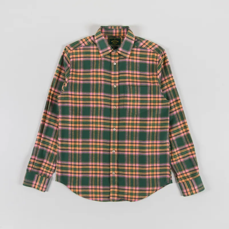 Portuguese Flannel Olivara Shirt Green Pink Yellow