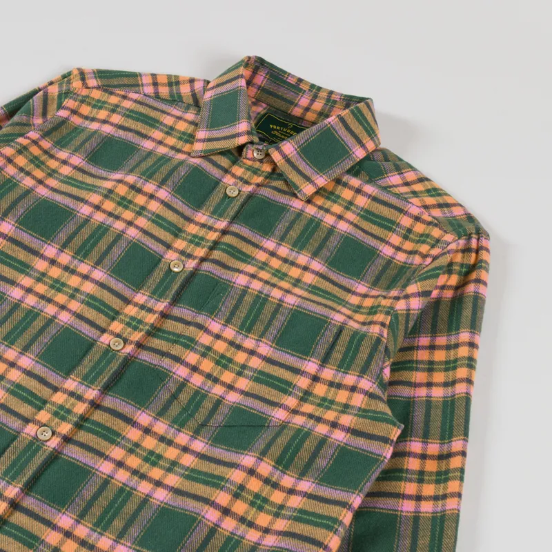 Portuguese Flannel Olivara Shirt Green Pink Yellow-2
