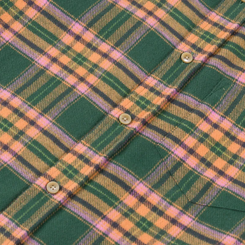 Portuguese Flannel Olivara Shirt Green Pink Yellow-5