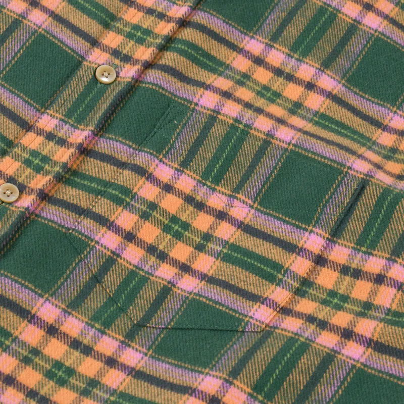 Portuguese Flannel Olivara Shirt Green Pink Yellow-6