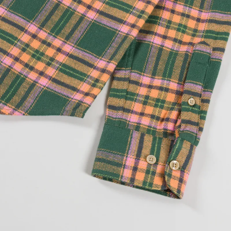 Portuguese Flannel Olivara Shirt Green Pink Yellow-8