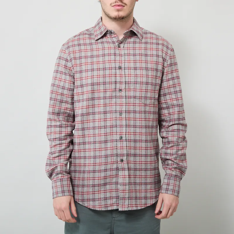 Portuguese Flannel Cedar Shirt Grey Bordeaux