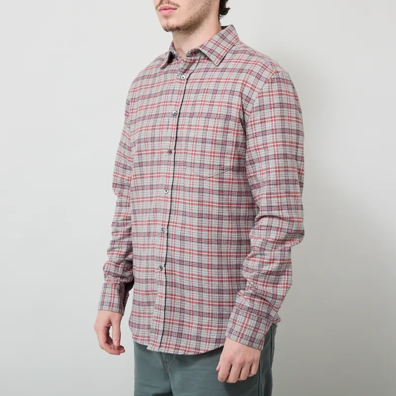 Portuguese Flannel Cedar Shirt Grey Bordeaux-1