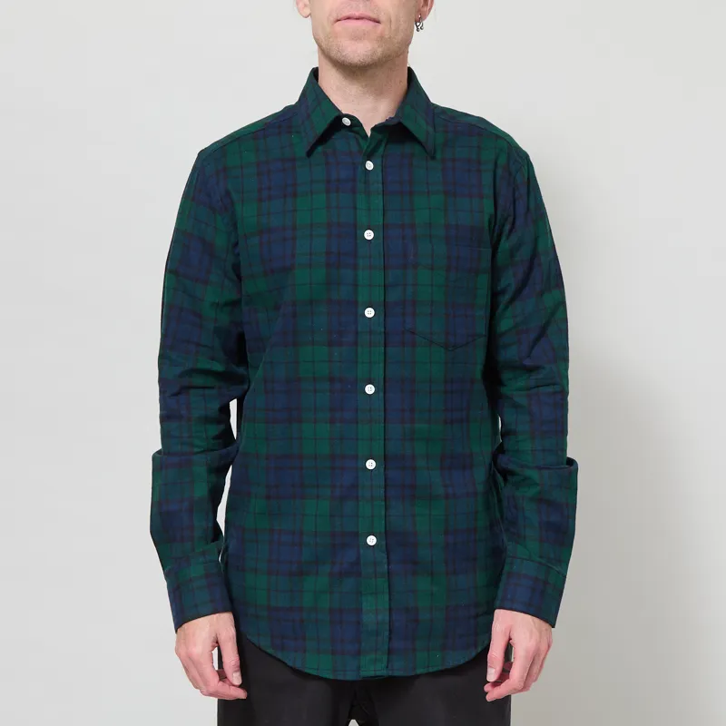 Portuguese Flannel Bonfim Shirt Navy Green