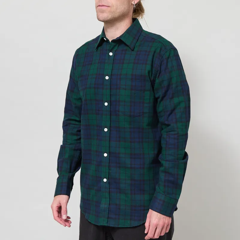 Portuguese Flannel Bonfim Shirt Navy Green-1