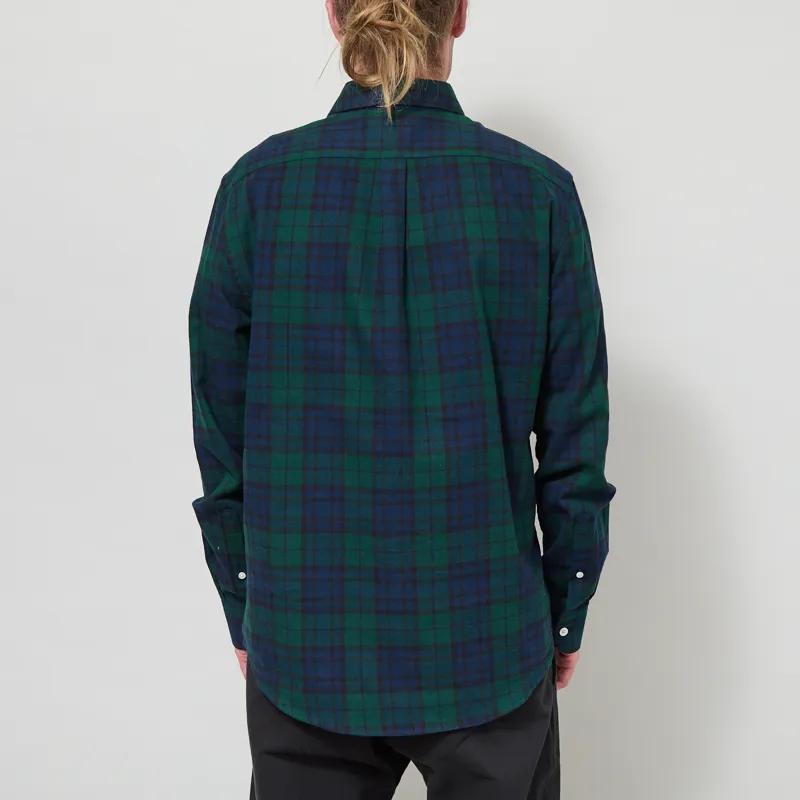 Portuguese Flannel Bonfim Shirt Navy Green-2