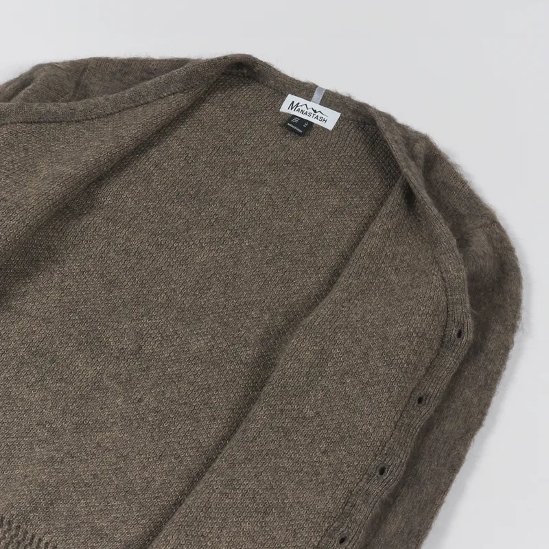 Manastash Mens Knitted Soft Wool Aberdeen Kurtigan Mocca Brown
