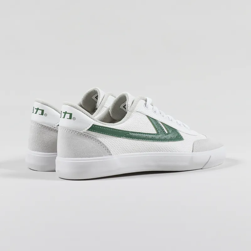 Warrior Shanghai Mens Suede Mesh Ace Shoes White Green Trainers