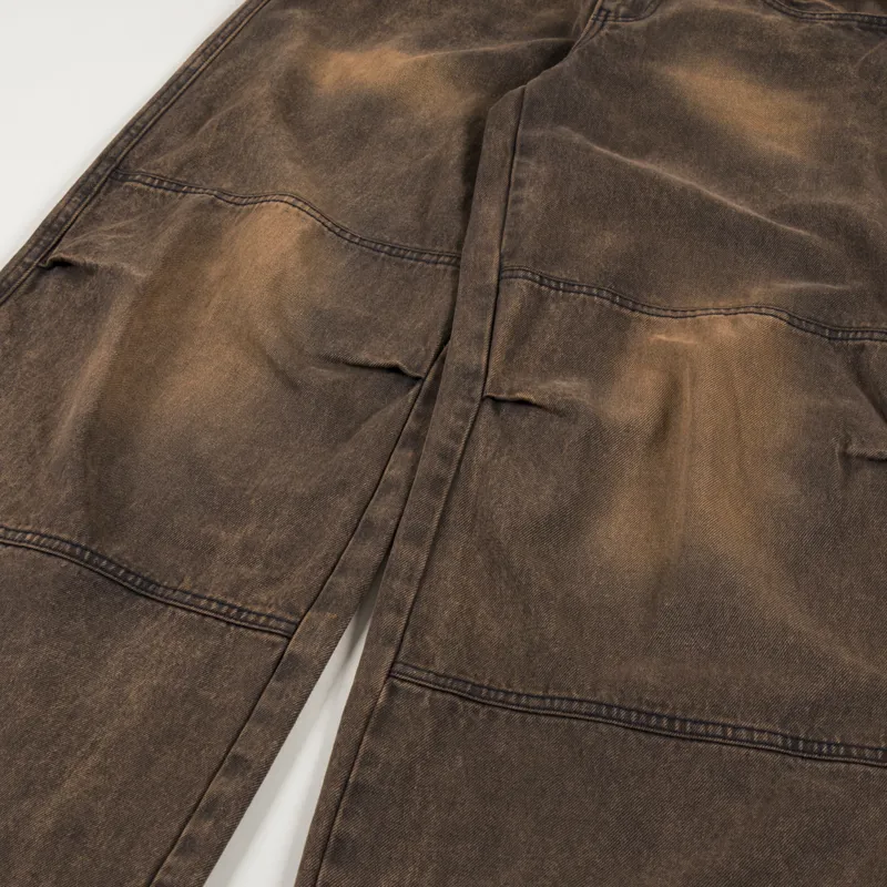 Aries Womens Acid Wash Low Rise Flare Orange-5