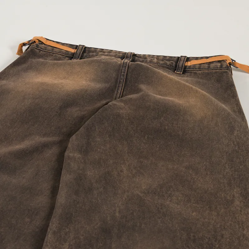 Aries Womens Acid Wash Low Rise Flare Orange-4