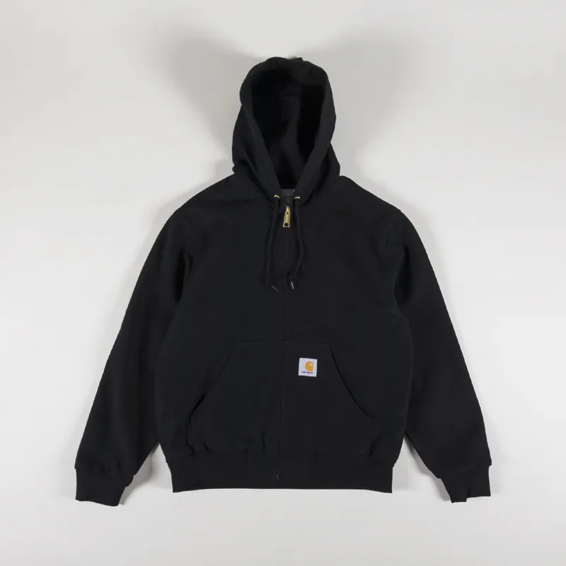 Carhartt WIP Mens Active Jacket Hoodie Coat Black Rinsed SS24