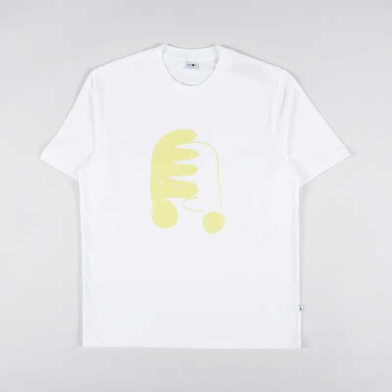 NN07 Mens Short Sleeve Adam T Shirt White Yellow Print