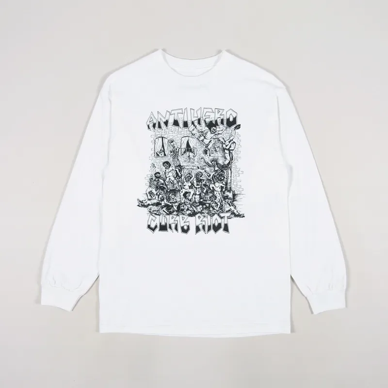 Anti Hero Long Sleeve Curb Riot T Shirt White Black