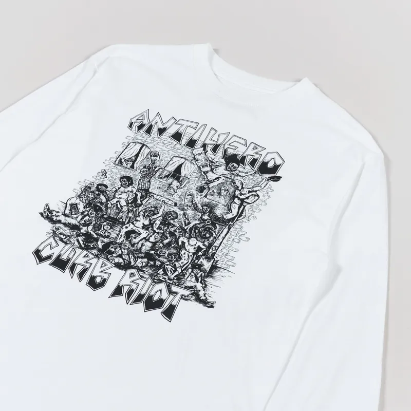Anti Hero Long Sleeve Curb Riot T Shirt White Black-1