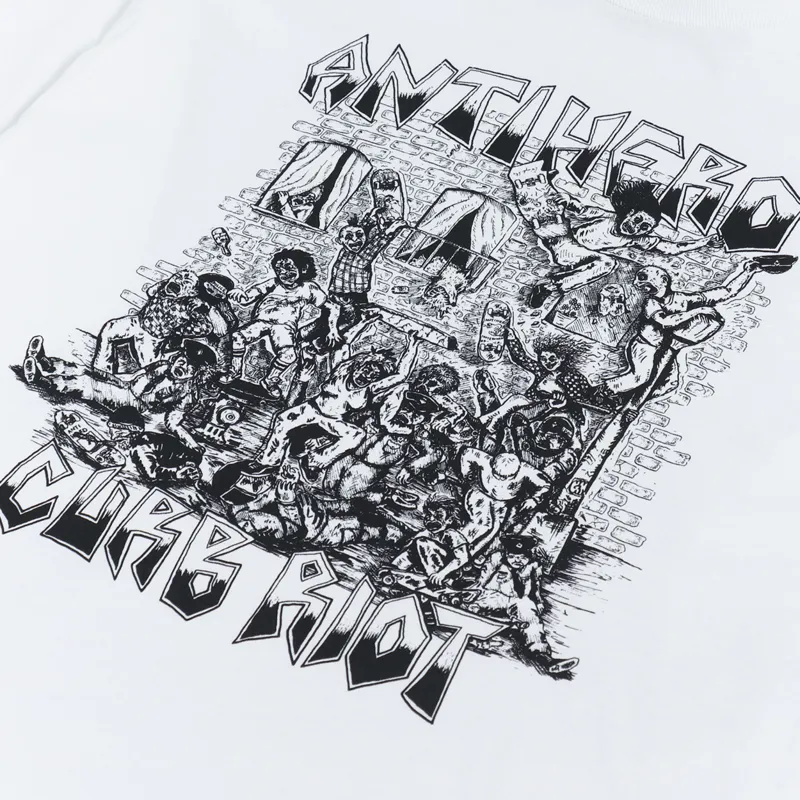 Anti Hero Long Sleeve Curb Riot T Shirt White Black-2