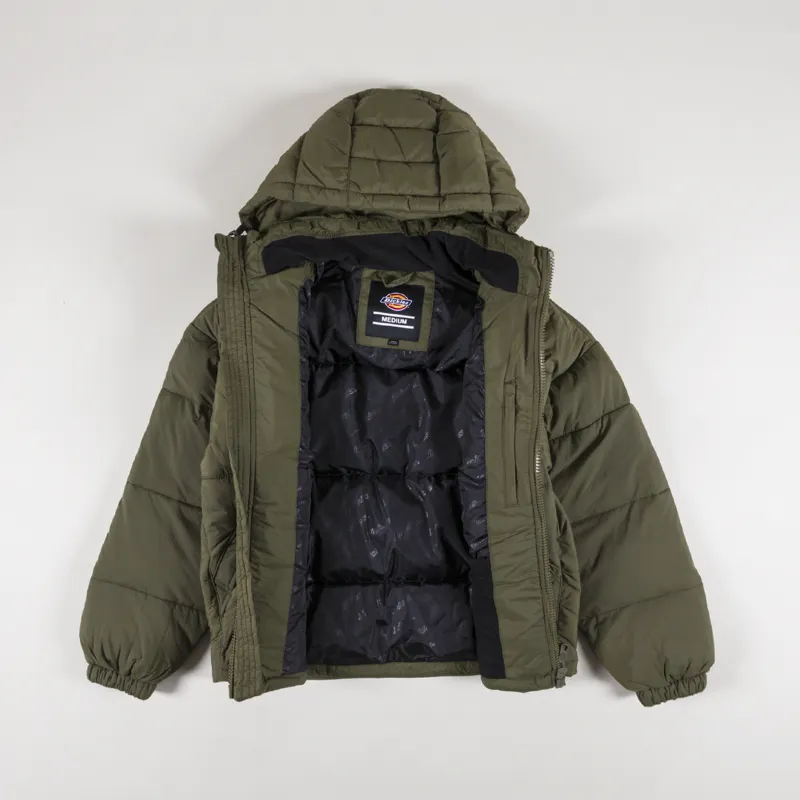Dickies Womens Alatna Oversized Puffer Jacket Military Green-5