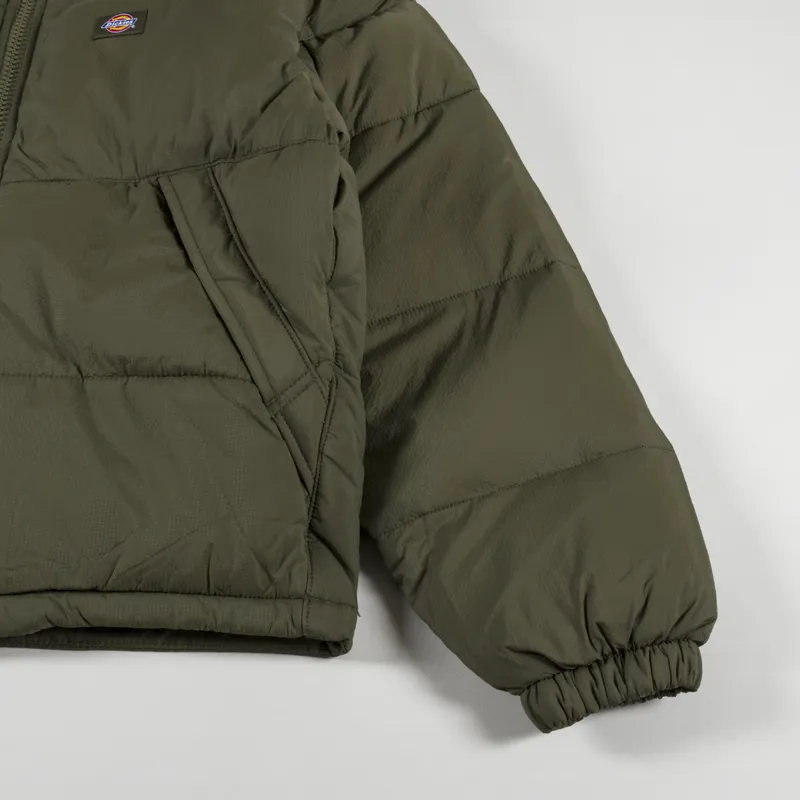 Dickies Womens Alatna Oversized Puffer Jacket Military Green-10