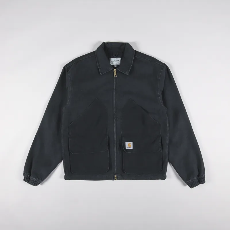 Carhartt WIP Mens Alma Cotton Denim Jacket Black Stone Washed