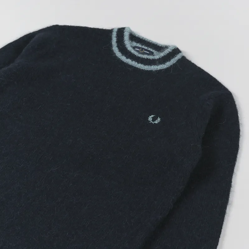 Fred Perry Mens Alpaca Blend Crew Neck Jumper Navy Blue