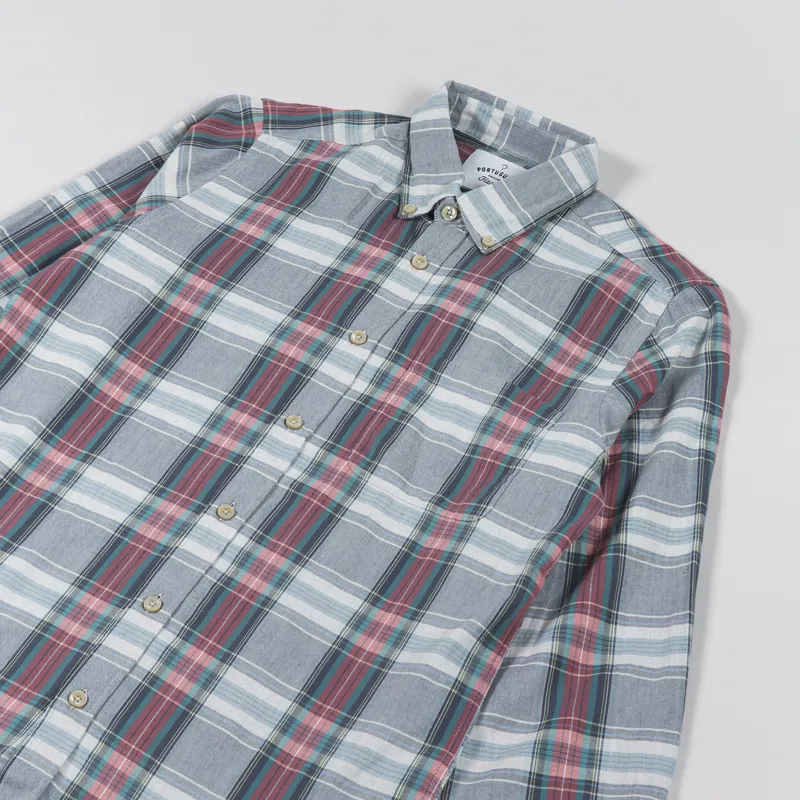 Portuguese Flannel Alqueive Shirt Grey Red-2