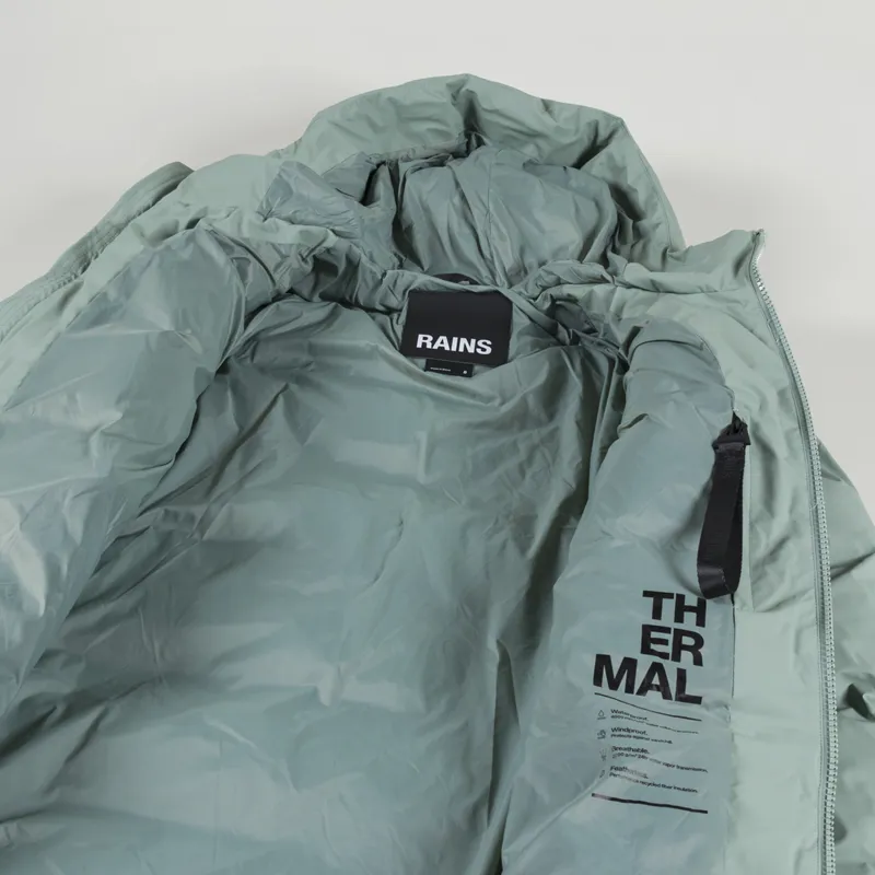 Rains Womens Insulated Alta Long Puffer Jacket Haze Green