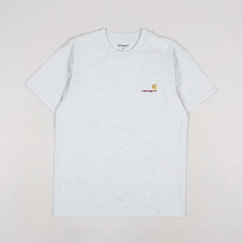 Carhartt WIP American Script T Shirt Ash Heather