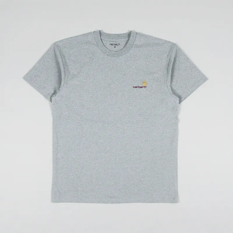 Carhartt WIP American Script T Shirt Grey Heather