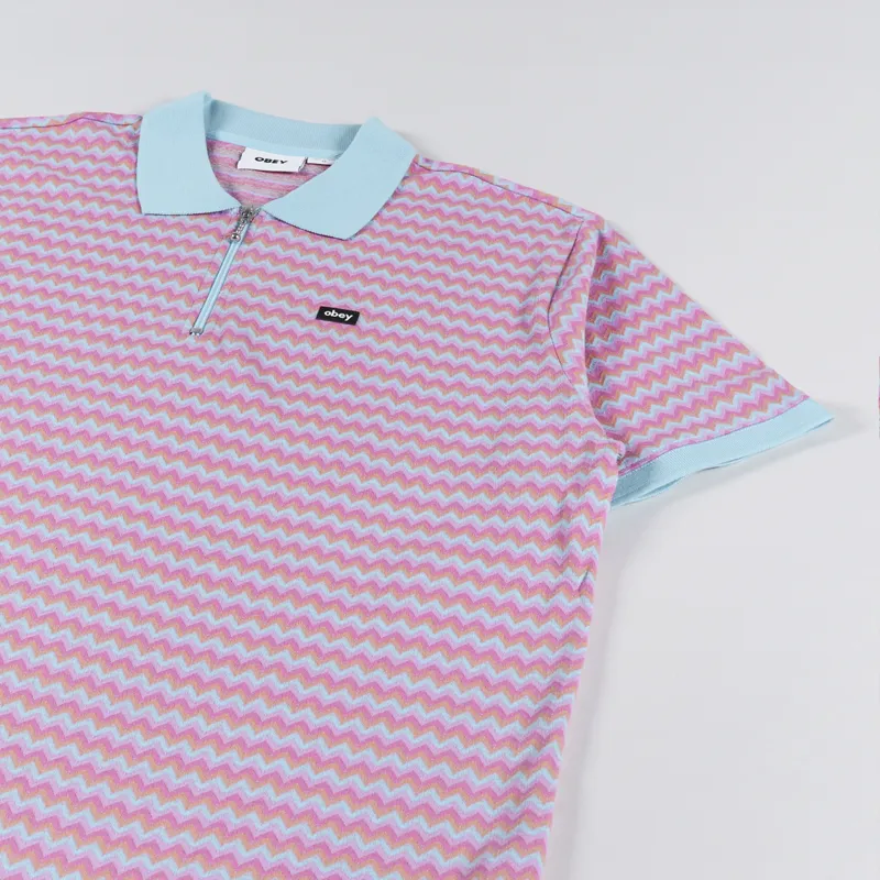 Obey Anno Jacquard Polo Shirt Sky Blue Multi-2