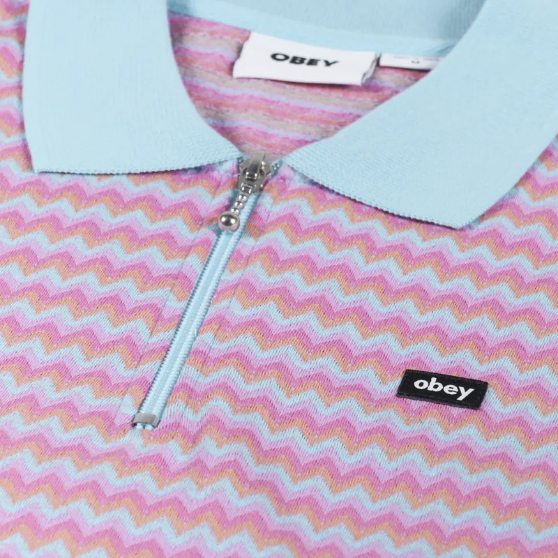 Obey Anno Jacquard Polo Shirt Sky Blue Multi-1