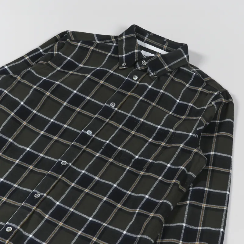 Norse Projects Anton Brushed Flannel Check Shirt Beech Green-2