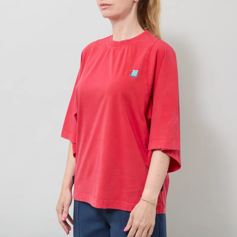 Bobo Choses Womens Monster Mug Embroidered Relaxed T Shirt Red-1