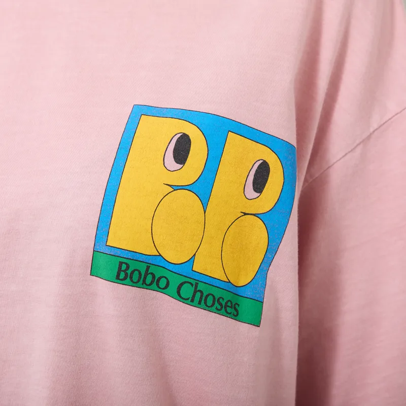 Bobo Choses Womens All About Monsters Oversized T Shirt Light Pink-5