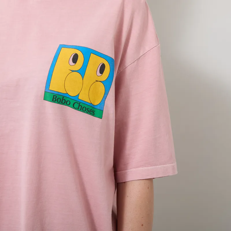 Bobo Choses Womens All About Monsters Oversized T Shirt Light Pink-4