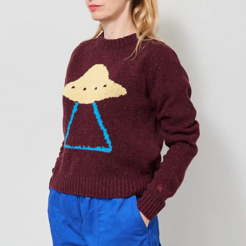 Bobo Choses Womens Pixel Abduction Jumper Burgundy-1