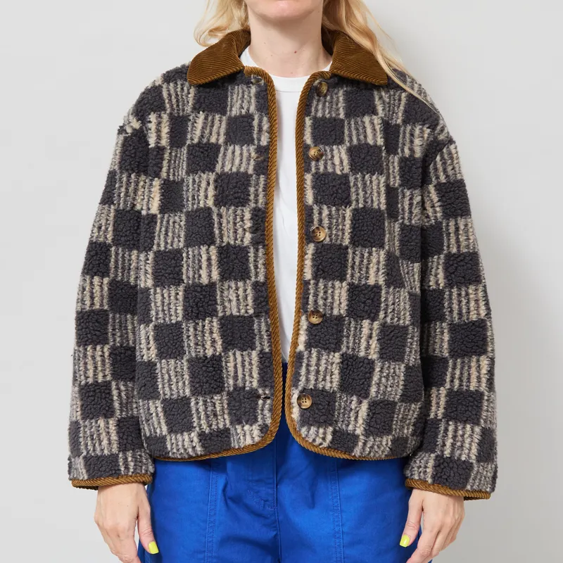 Bobo Choses Womens Almost Moiré Sherpa Jacket Brown-1