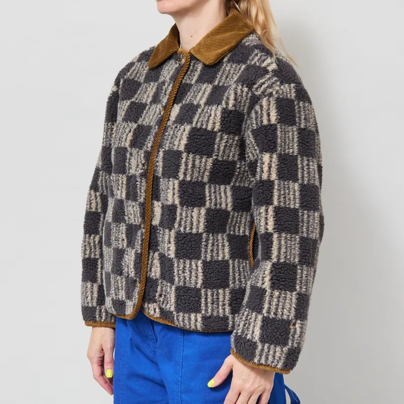 Bobo Choses Womens Almost Moiré Sherpa Jacket Brown-2