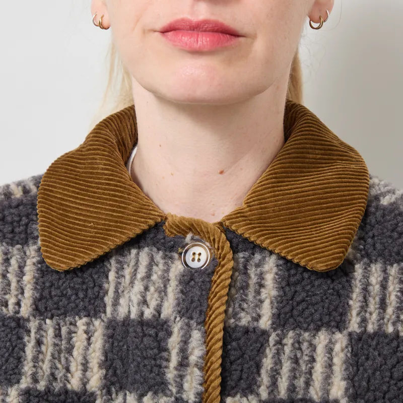 Bobo Choses Womens Almost Moiré Sherpa Jacket Brown-4