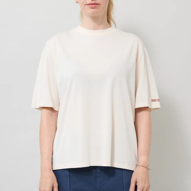 Bobo Choses Womens Dark Flower Print Relaxed T Shirt Off White-2