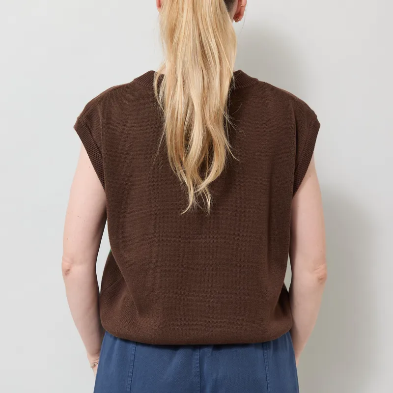 Bobo Choses Womens Plant Seal Jacquard Cotton Vest Brown-3